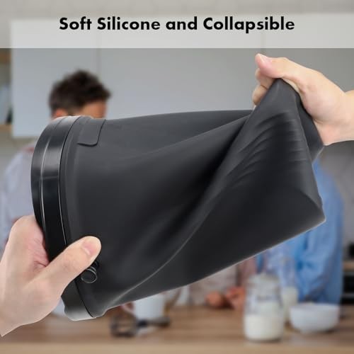 Mountable Silicone Collapsible Kitchen Compost Bin Under Sink, Hanging Black