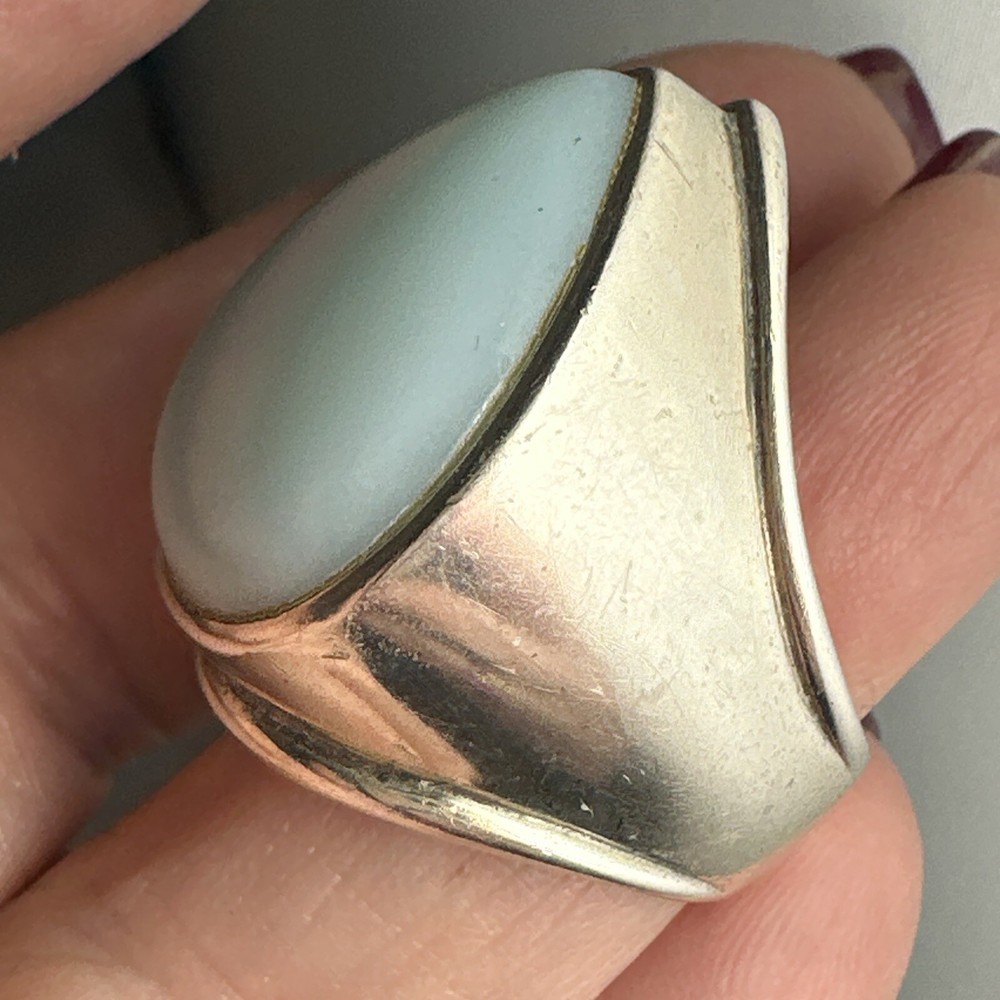 Beautiful sterling silver designer signed turquoise ring size 8