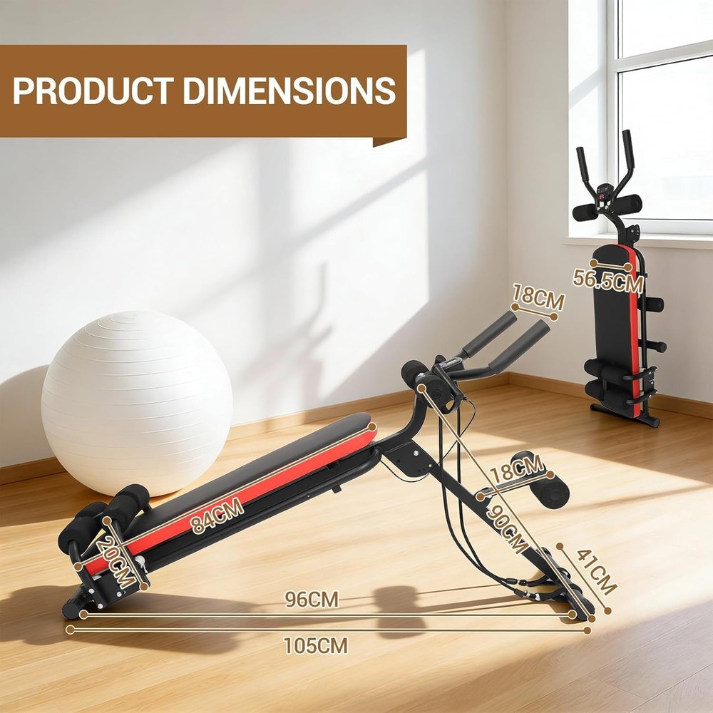 2-in-1 Adjustable Ab Workout Bench & Glider Collapsible Core Trainer LCD Display