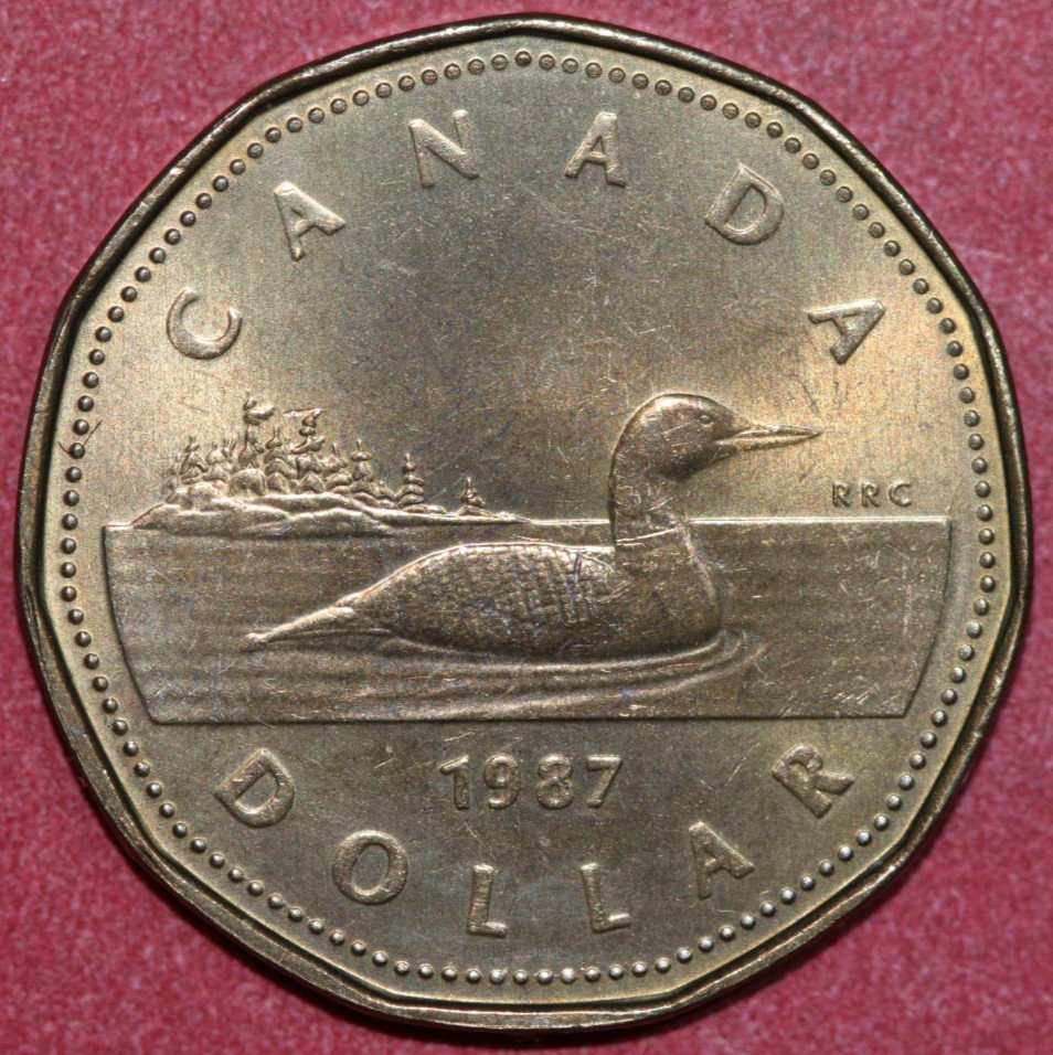 Canada  1987  Dollar  Elizabeth II ,  Loon 26.4mm