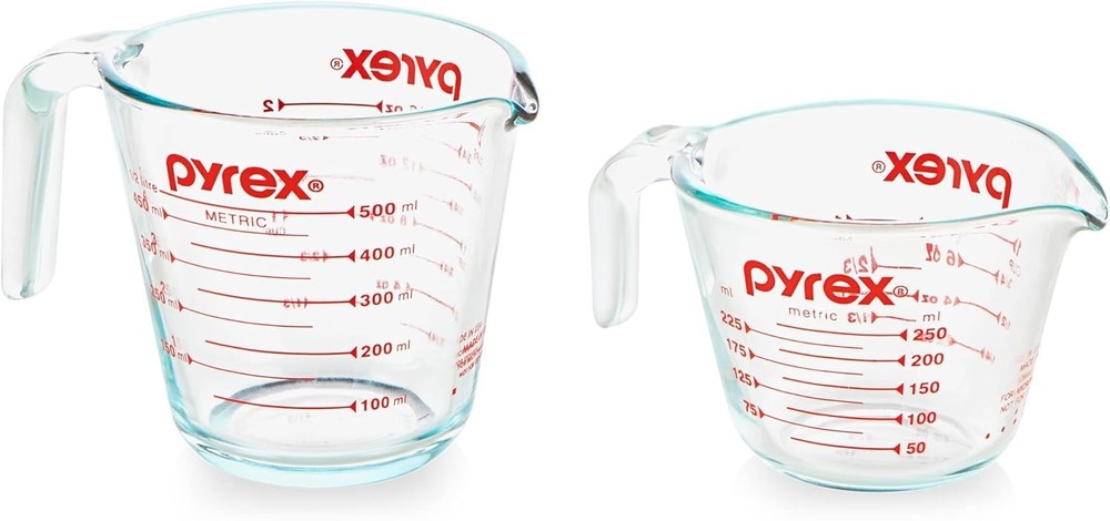 Pyrex Measuring Cup Set 2 Piece 1 Cup And 2 Cup Glass Kitchen Tool