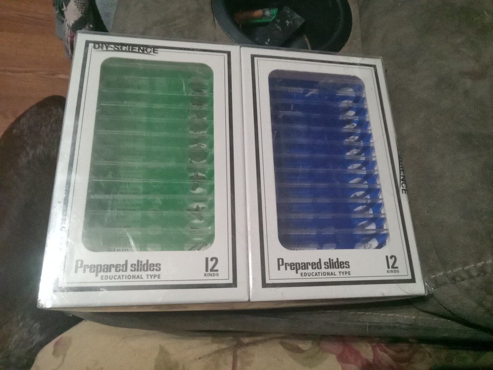 DIY SCIENCE (48) PLASTIC PREPARED MICROSCOPE EDUCATIONAL TYPE SLIDES SEALED