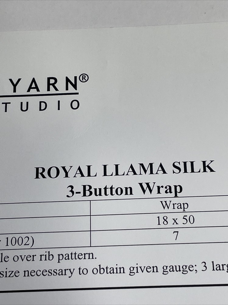 Plymouth yard Design 3 Button Wrap Knitting Pattern 1164