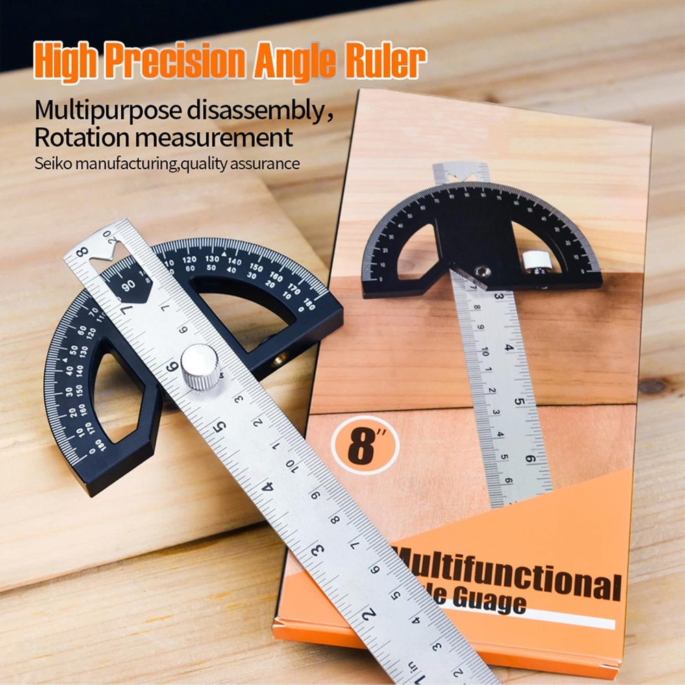 Protractor Angle Finder Stainless Steel Angle Ruler with 0-180 Degrees Adjustabl