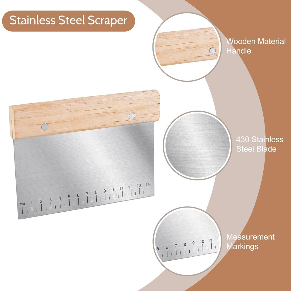5 Pcs Bench Scraper, Bench scraper kitchen 2 Pcs Stainless Steel Dough Scrape...