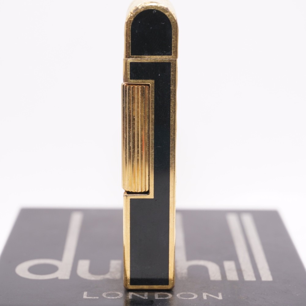 Dunhill Dome Lighter Gold plated with Black Lacquer_ Fully Working Condition