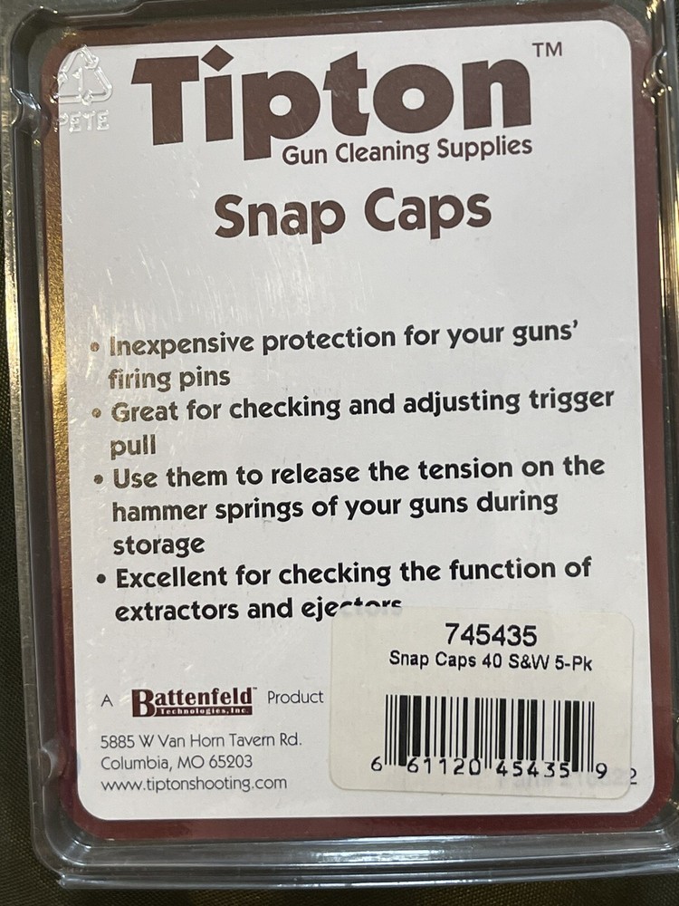 5 Tipton Snap Caps in 40S&W