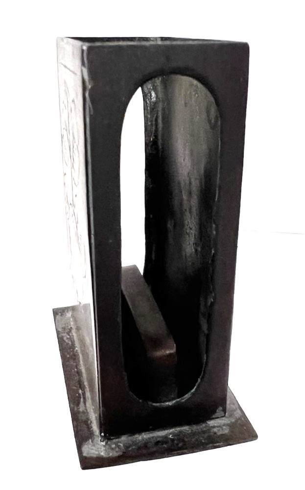 Solid Brass Match Box Holder Stand w Side Stricker Man & Fruit Design