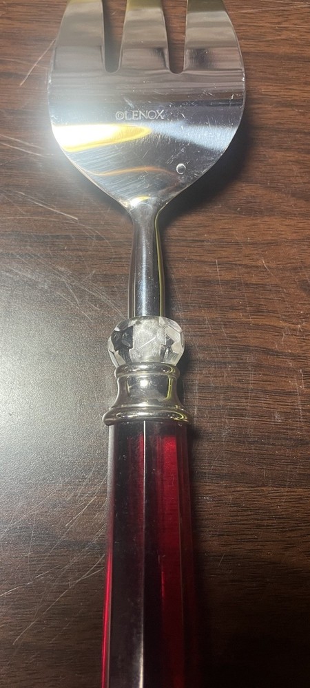 Lenox Holiday Cold Meat ~Serving Fork~Red Handle 11”