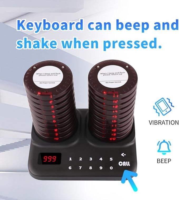Restaurant Pager System Wireless 20 Coaster Beeper Buzzer System Customer Pagers