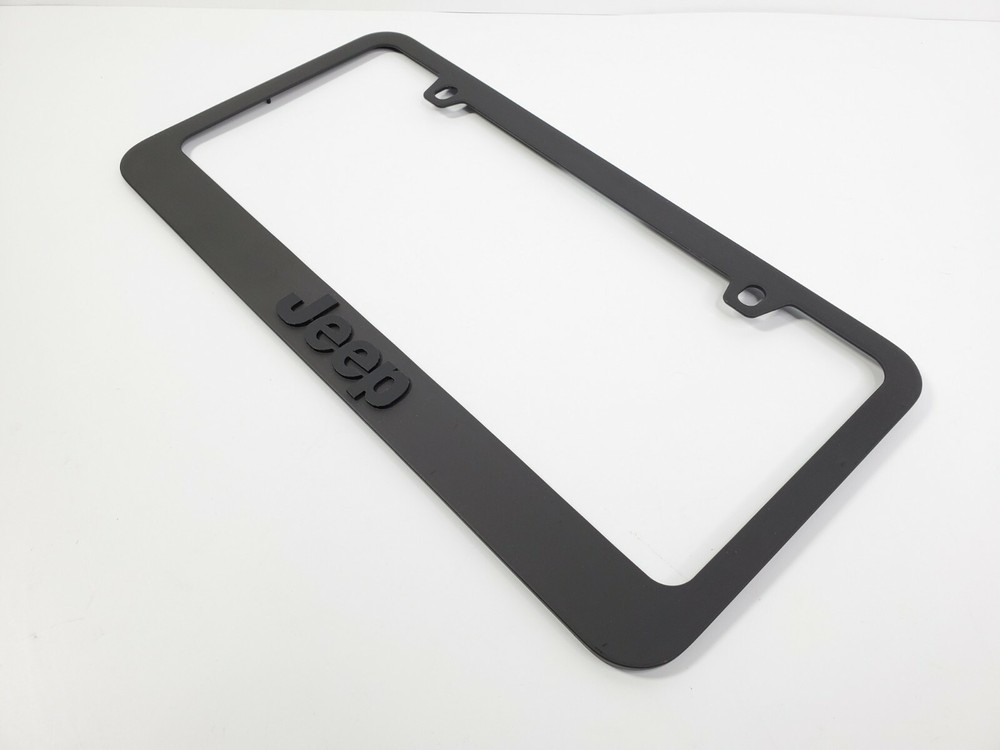 Matte Black Premium License Plate Frame w/ Script Emblem Logo For Jeep