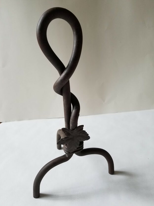 Vintage Maple Rust Leaf Fireplace Hearth Andirons