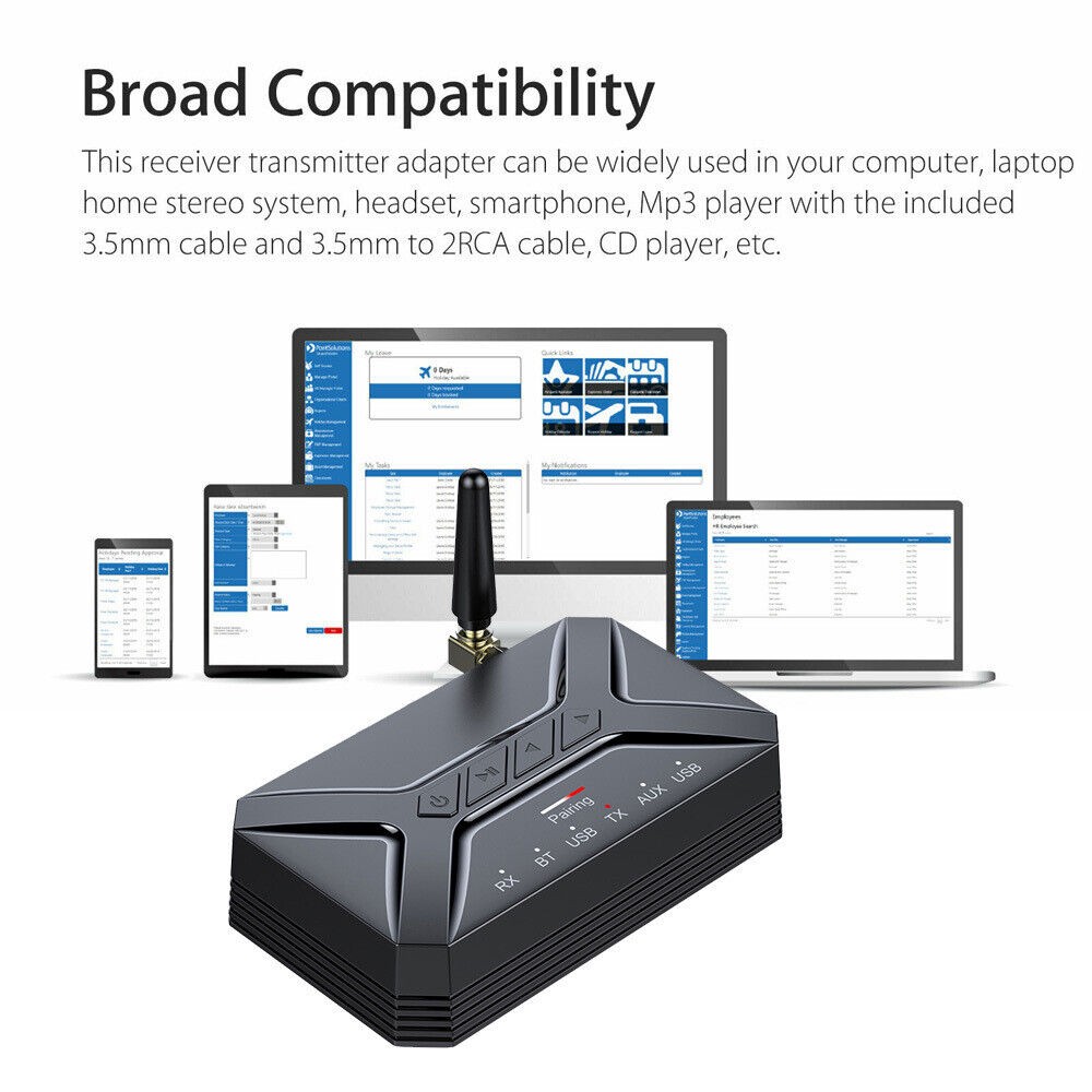 Long Range Bluetooth A2DP/AVCDP Transmitter& Receiver Adapter W/ Charging Cable