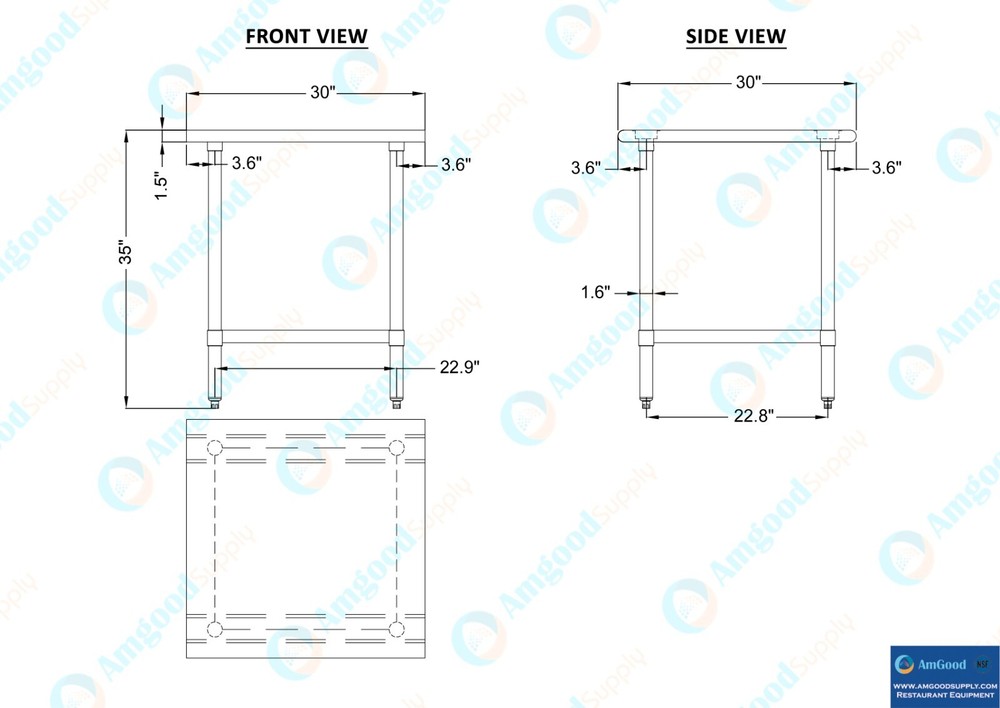 30 in. x 30 in. Stainless Steel Table