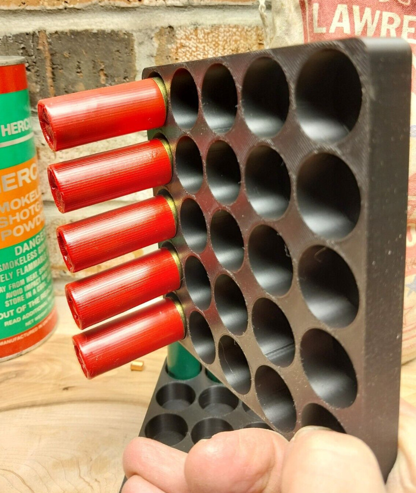 12 Gauge Shot Shell Reloading Tray/Block 25 Shells - 2 Pack - Black