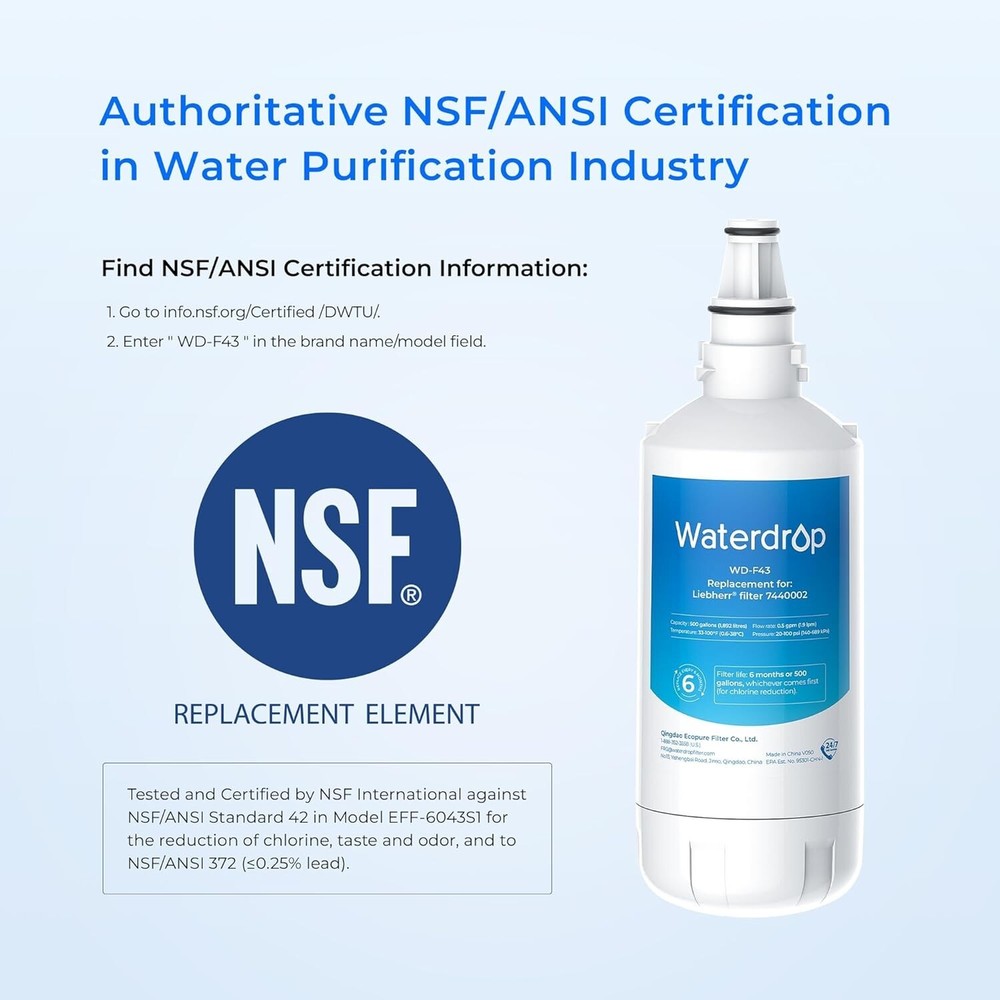 Waterdrop Refrigerator Water Filter Replacement for Liebherr® 7440000