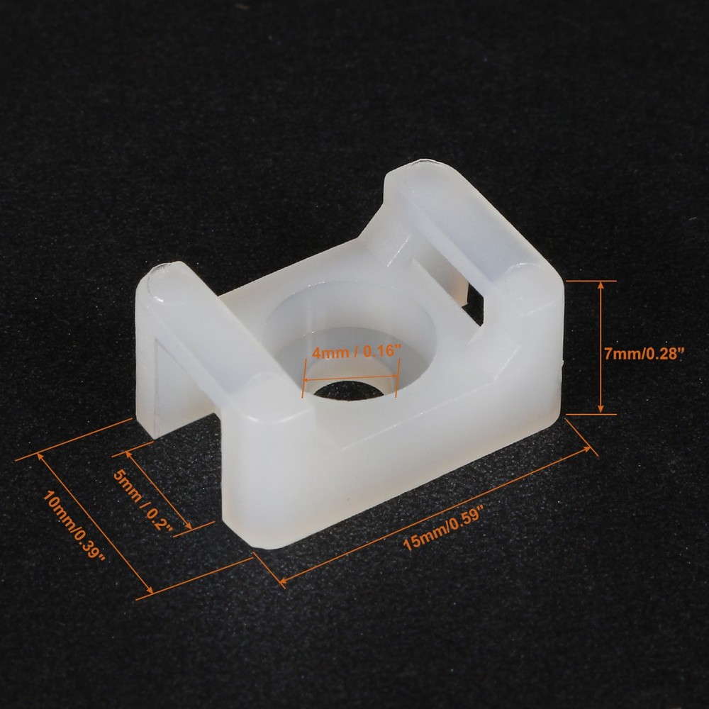 Saddle Tie Base Nylon Wire Holder 5mm White Hole Width 30pcs