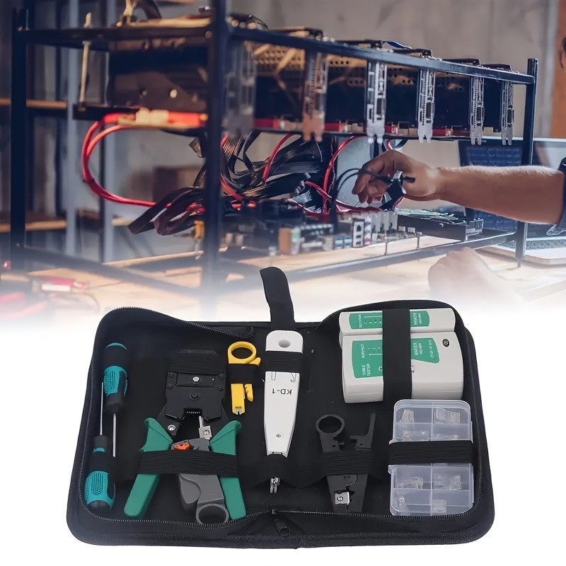 Network Tool Kit - RJ45 Crimper, Tester & Strippers for Ethernet Cable Work