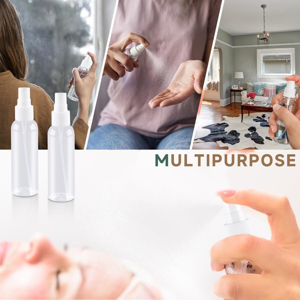 2OZ 3Pack Small Spray Bottle 60ml, Clear Plastic Mini Bottle,