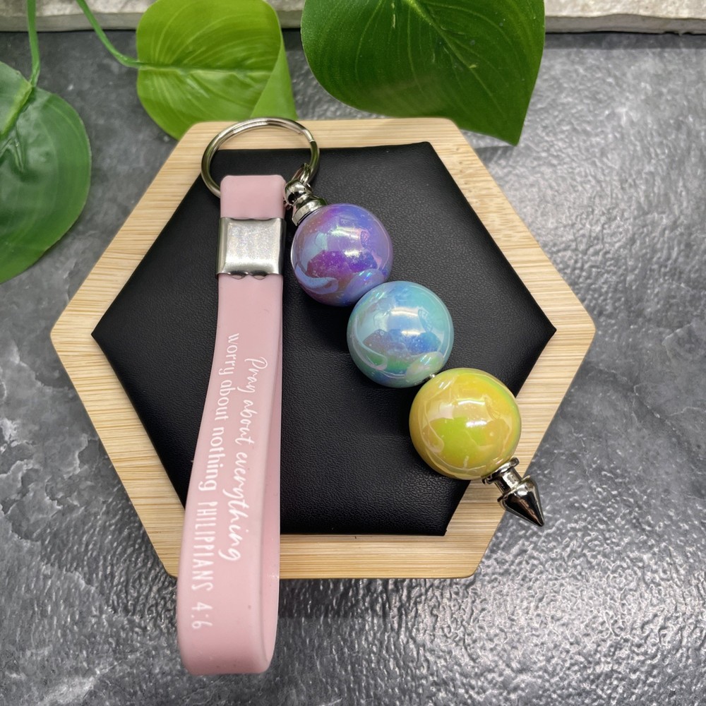 4.5” Silicone Pray Everything Scripture Keychain Purse Backpack Free Ship B905