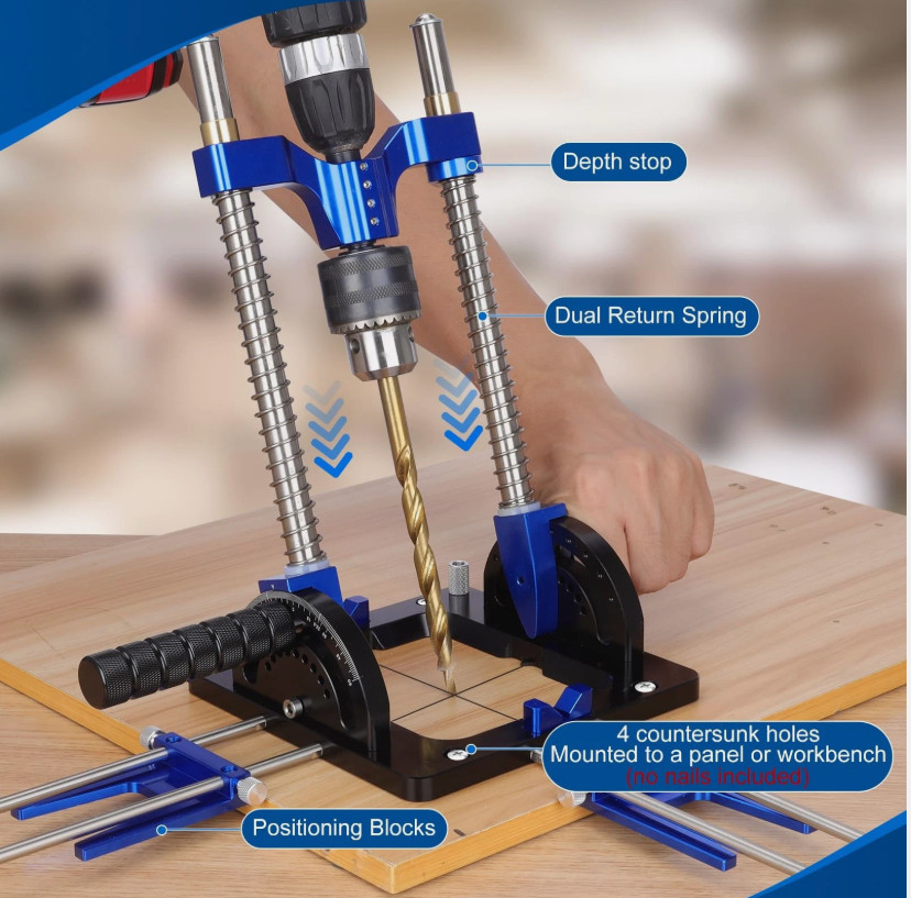 Upgraded Portable Drill Guide, Adjustable 0°to 60°Multi Angle Drill Guide for...