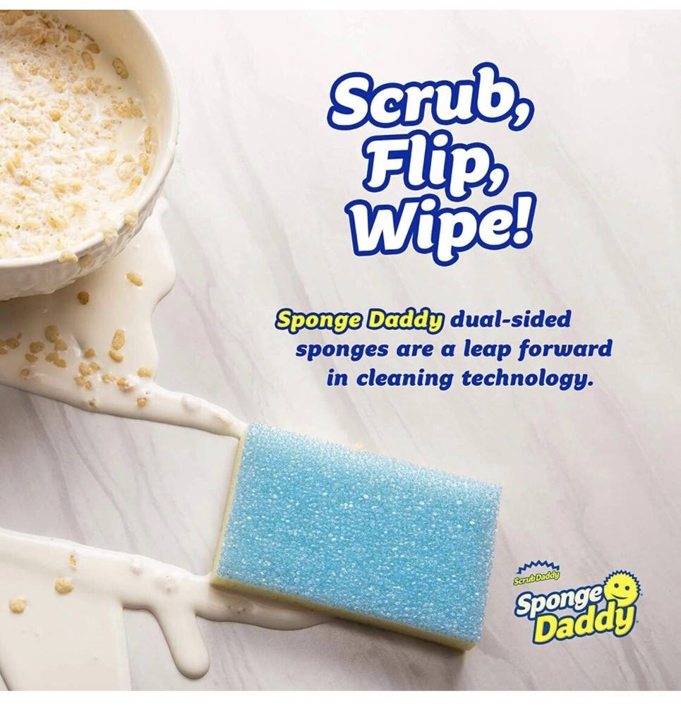 Scrub Daddy Sponge Daddy Dual-Sided Non- Scratch Sponge, Softs (4 pack)