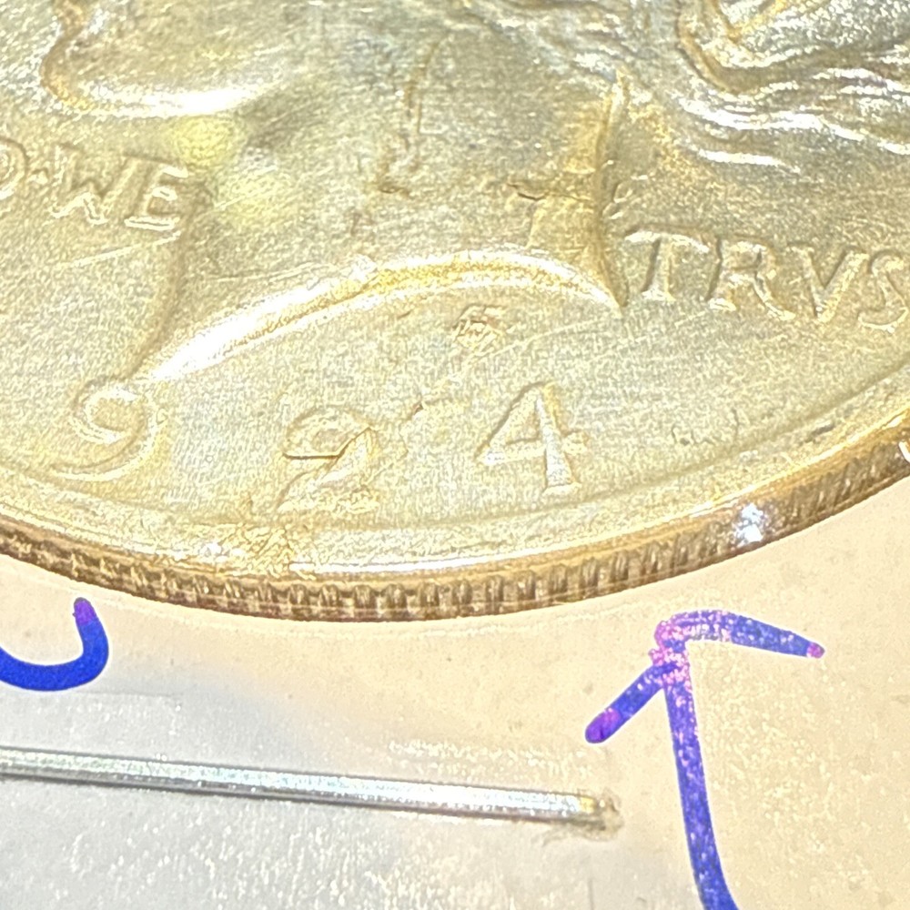 1924 Lamination Error $1 Peace Silver Dollar