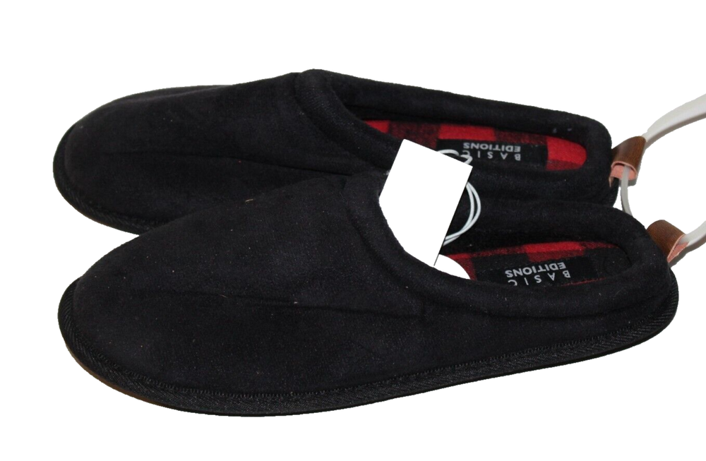 Basic Editions Men's Moe Black Slip-On Slippers S (7/8) Medium Width