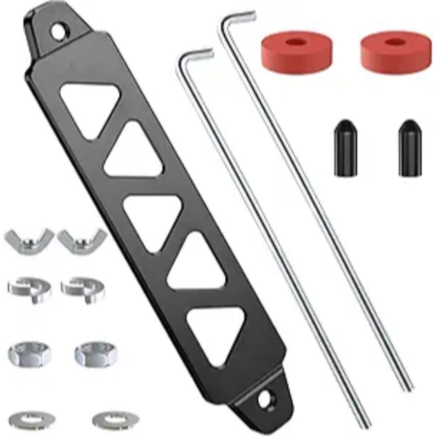 Battery Hold Down Kit, Aluminum Alloy Battery Tie Down Mount Bracket, Black