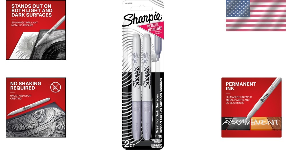 Metallic Fine Point Markers - 2 Count Silver, for Stunning Dark Surface Work