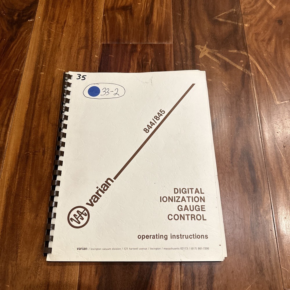 Varian 844/845 Digital Ionization Gauge Control Operating Instructions