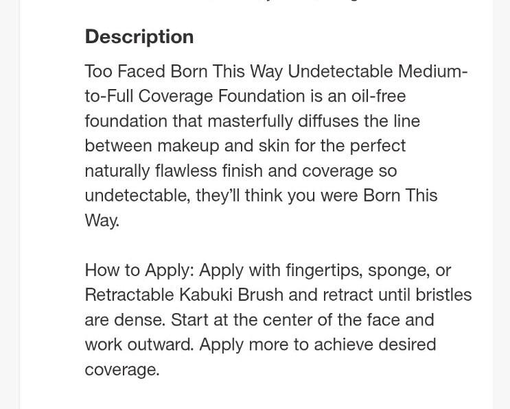 Too Faced Born This Way Undetectable Coverage Cocoa Medium-to-full Foundation