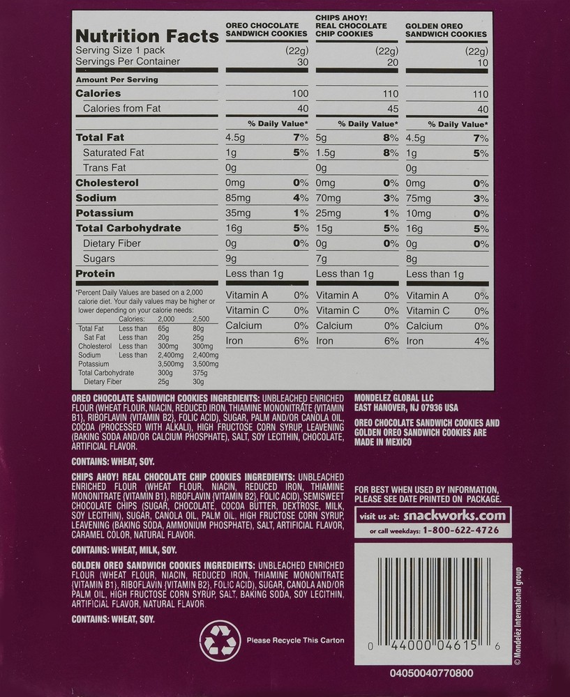 Nabisco Cookie Variety Pack, 60 Count