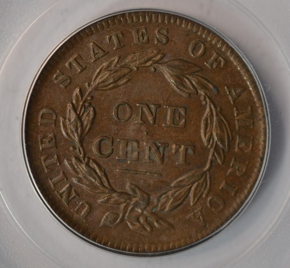 1838 Coronet Head large cent, PCGS MS63BN, OGH