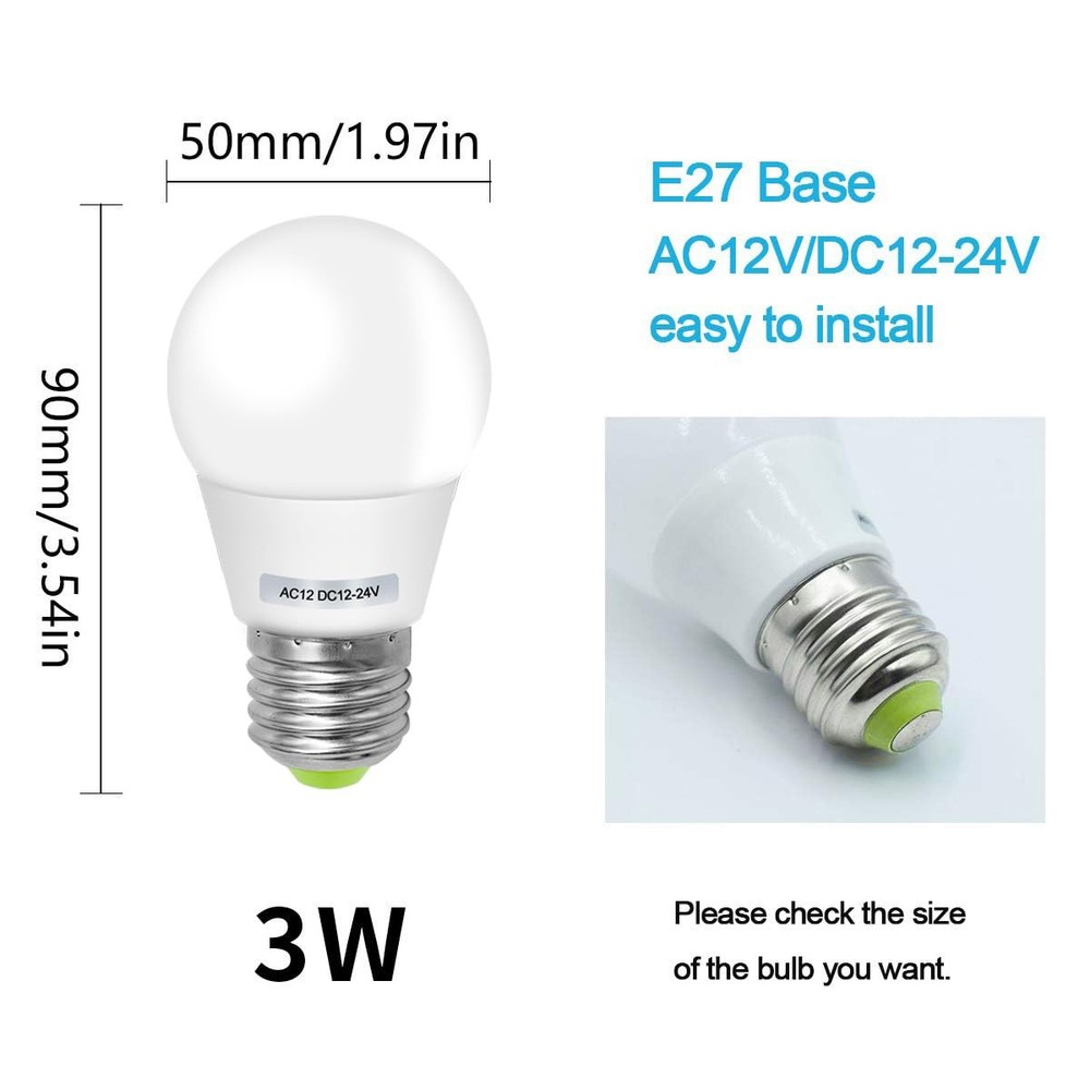 3W A15 Edison LED Light Bulbs E26 Medium Screw Base (40 Watt Equivalent) 12V ...