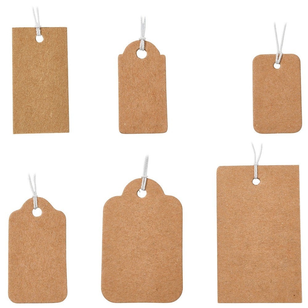 300pcs Elastic Rope Packaging Hanging Tags Multi Size Rectangle Labeling Tagging