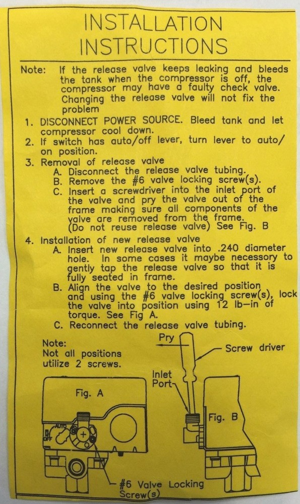 CW207576AV PRESSURE SWITCH UNLOADER VALVE KIT