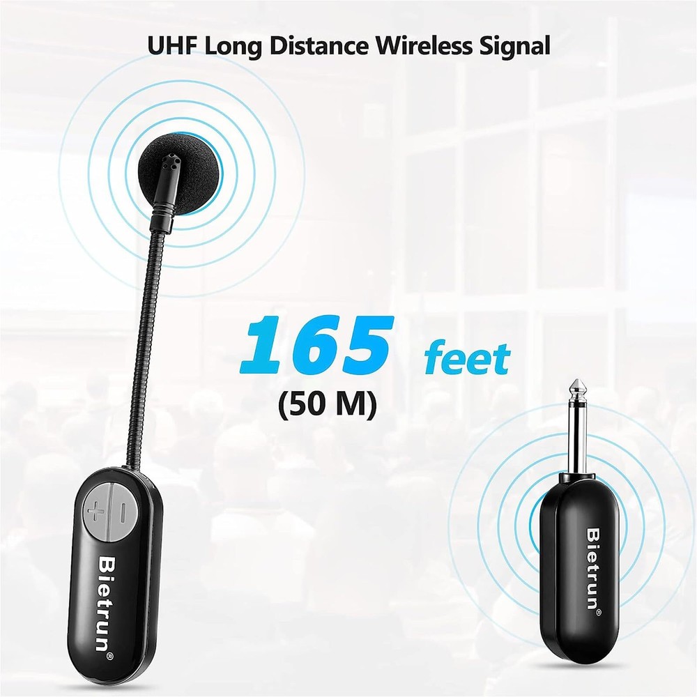 Wireless Microphone Headset With 1/4''plug 165ft Range Uhf Wireless Headset Mic