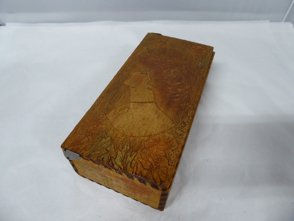 Antique Pyrography Advertising Candy Box Valentines Day #2
