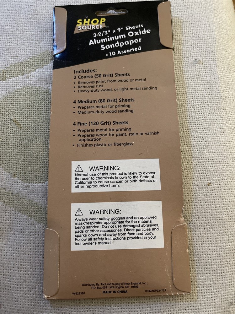Shop Source Aluminum Oxide Sandpaper - 10 Assorted