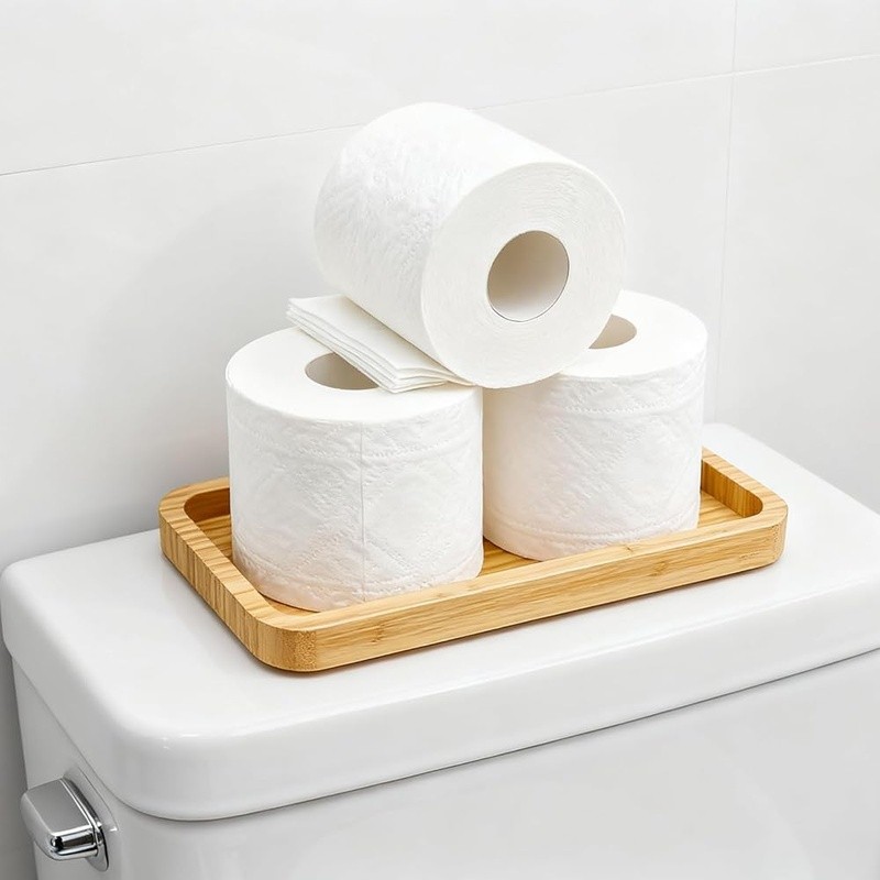 Bamboo Vanity Tray Organizer Bathroom Bedroom Entryway Storage Rectangular