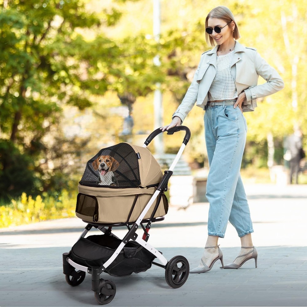 Pet Stroller for Medium Small Dog & Cat, Foldable Lightweight Dog Stroller wi...