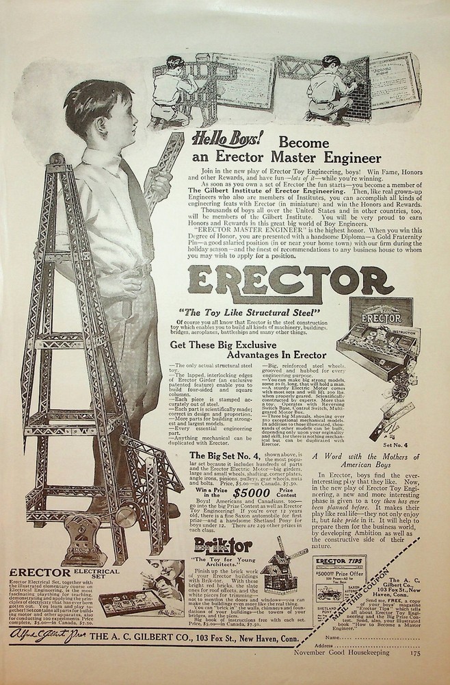 Original Erector Toy Ad: The Big Set No. 4