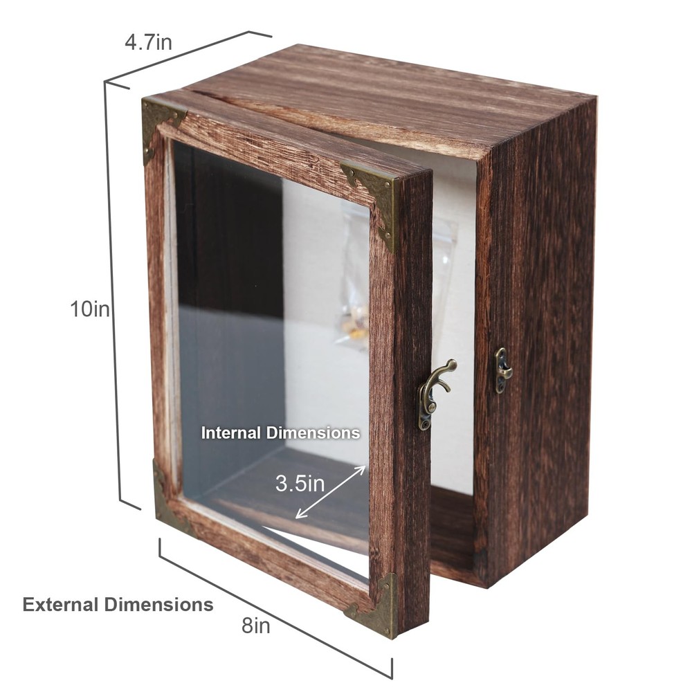 Deep Shadow Box Frame 8x10 with 4.7" Depth, Rustic in, Carbonized