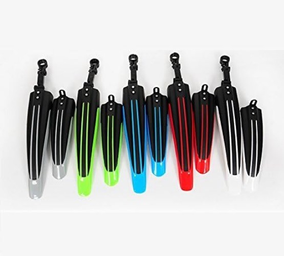 Streamlined Adjustable Mudguard Set for Road & Mountain Bikes - Red + Black