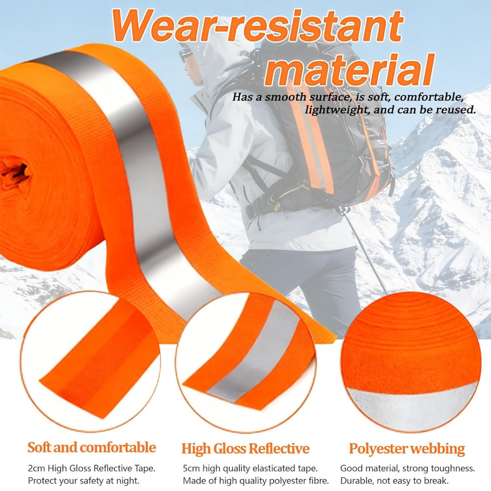2" X 33Ft X 2 Rolls Reflective Ribbon, 2 Cm Reflective Width High Visibility Fab