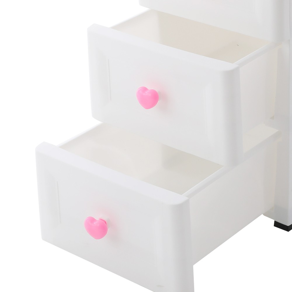 5 Drawer Plastic Storage Organizer Tower Unit Home Bathroom Slim Storage Chest