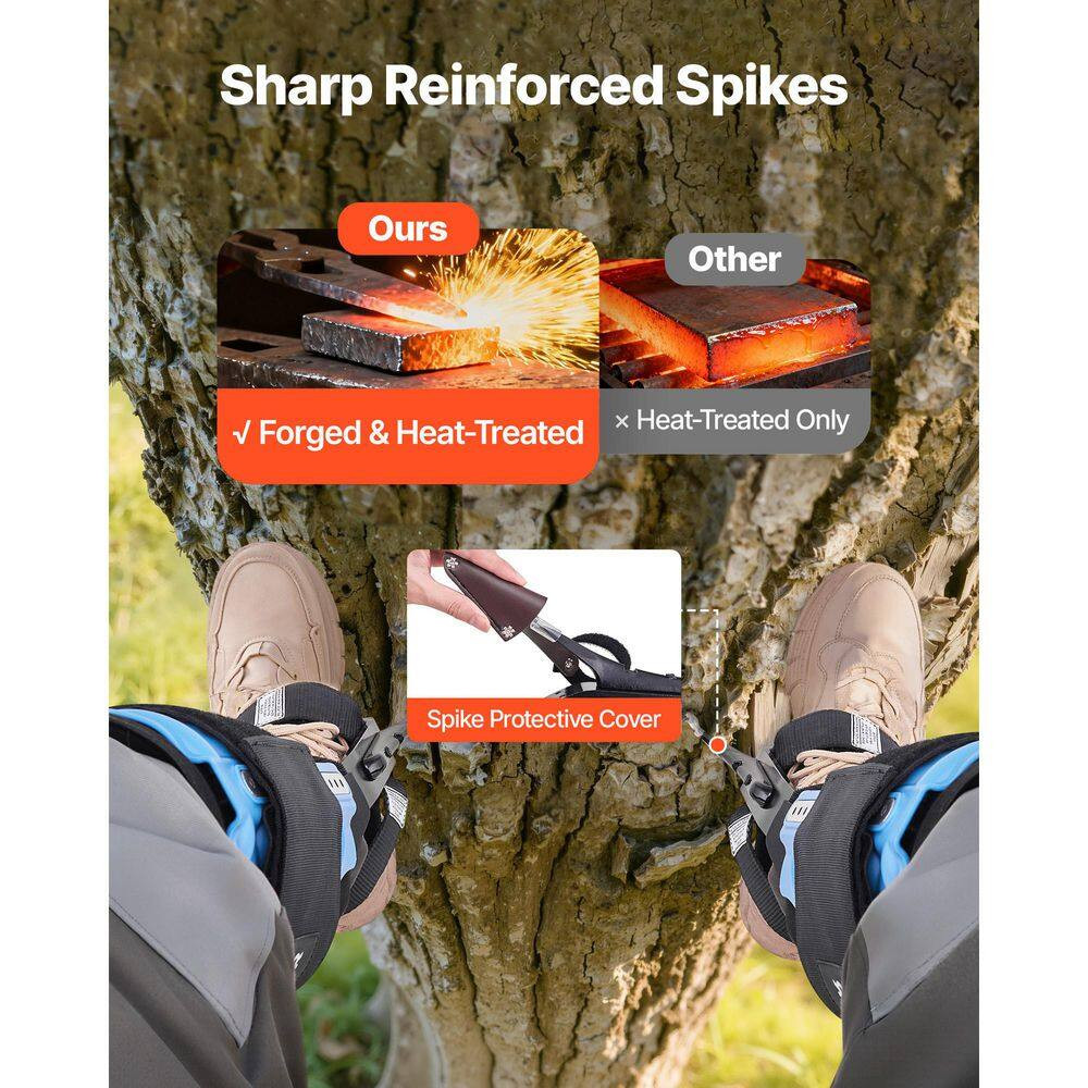 Height-Adjustable Tree Climbing Spikes with Straps & Cushioned Padding, 350 Lbs.