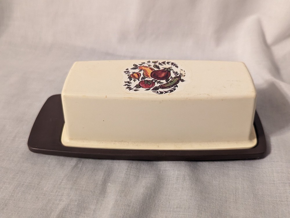 Vintage Plastic Butter Dish With Fruit Dirty