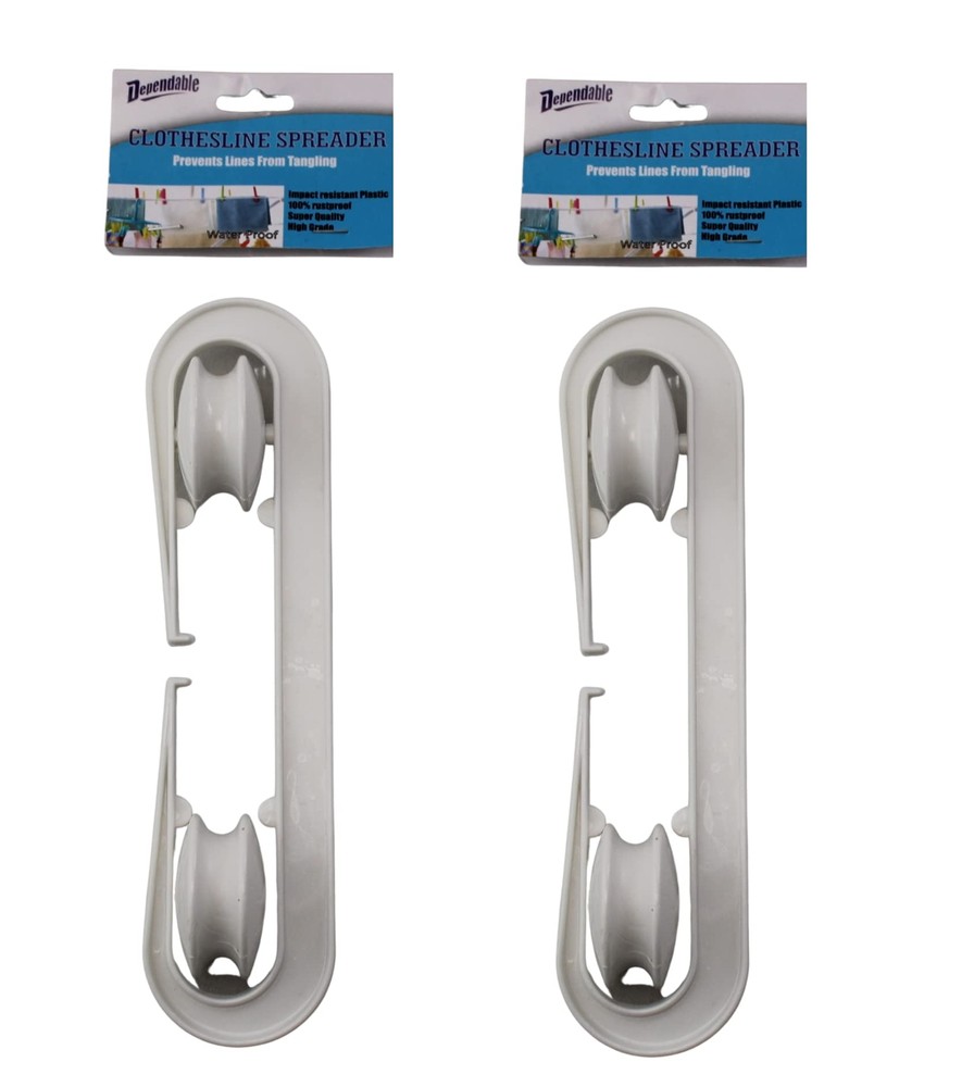 2 Pack Clothesline Spreader Pulley Rope Wire Separation for Long Clothes Line